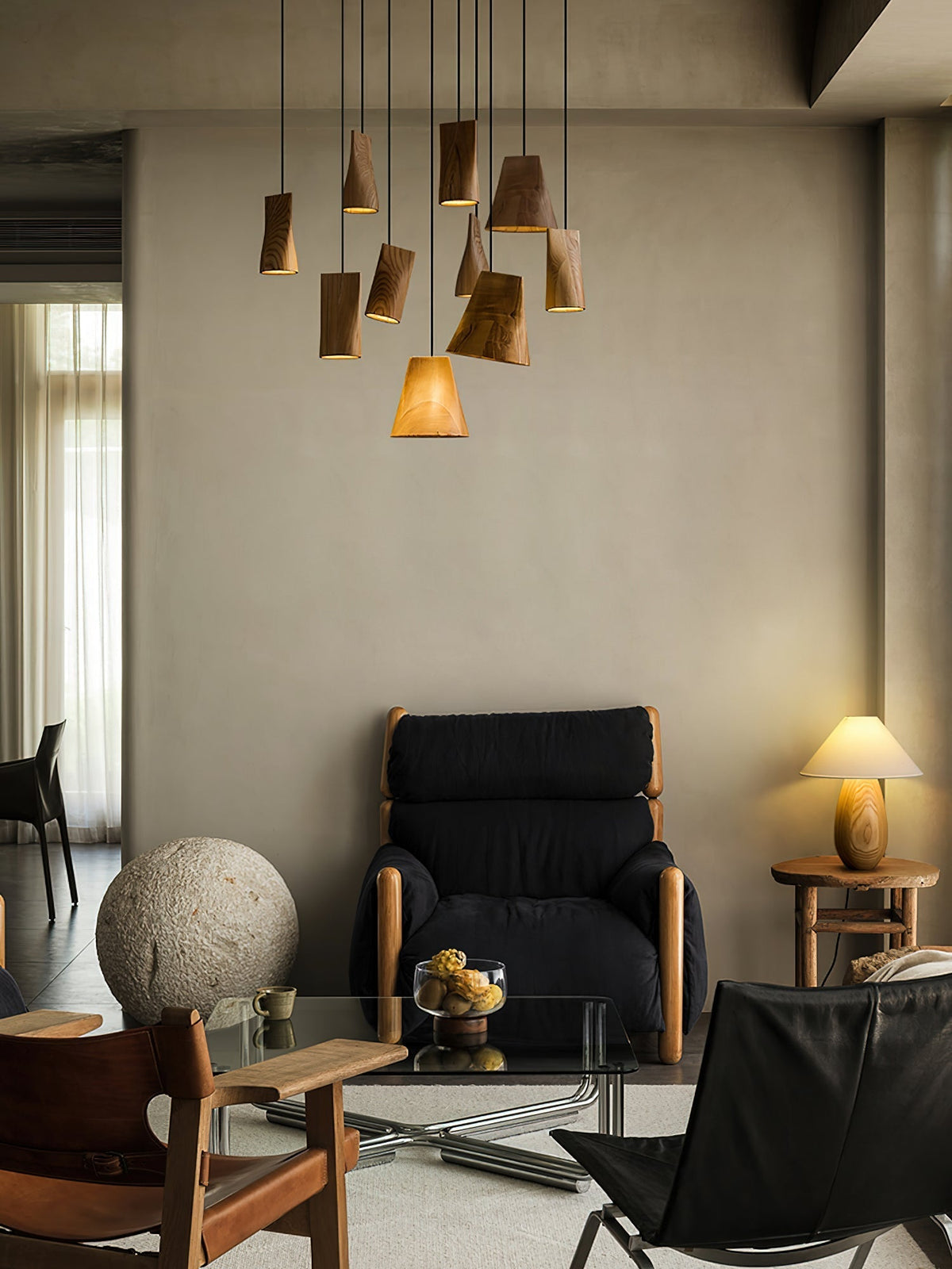 Lyrenelle Wood Pendant Light-Moonnatur