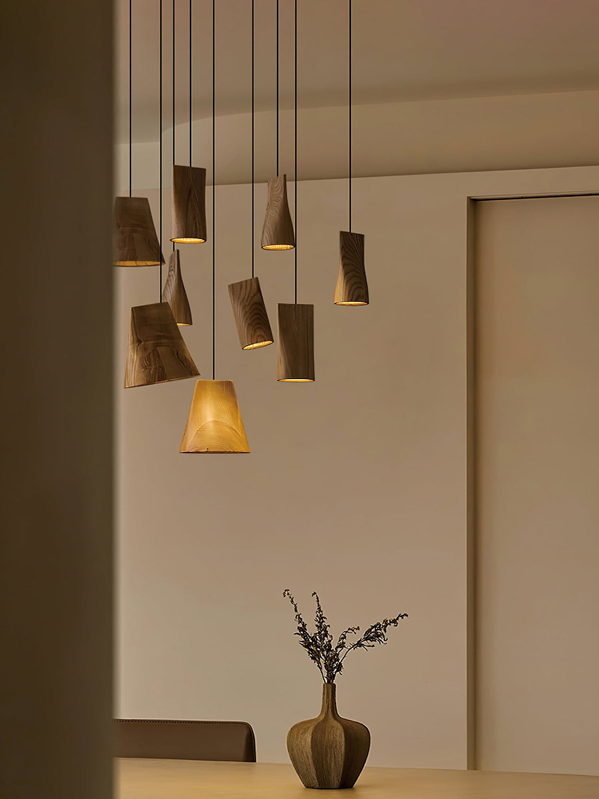 Lyrenelle Wood Pendant Light-Moonnatur