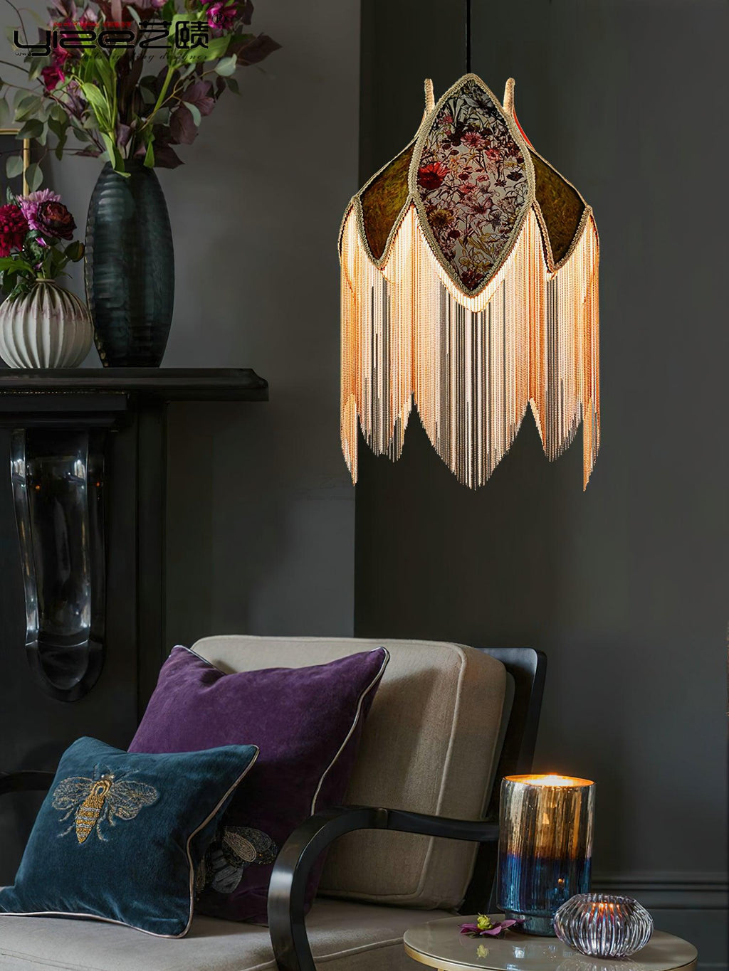 Elowune Velvet Pendant Light-Moonnatur