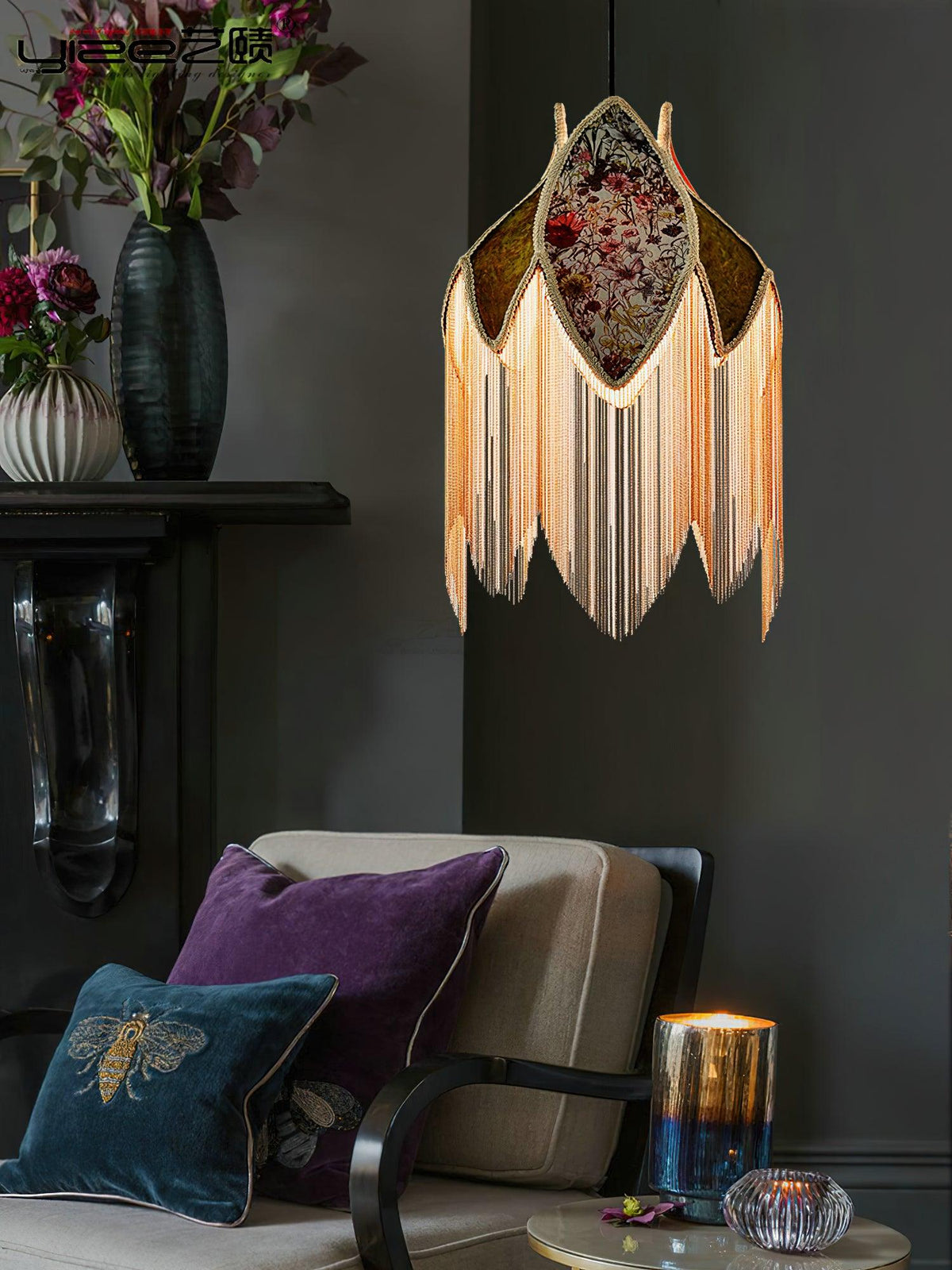 Elowune Velvet Pendant Light-Moonnatur