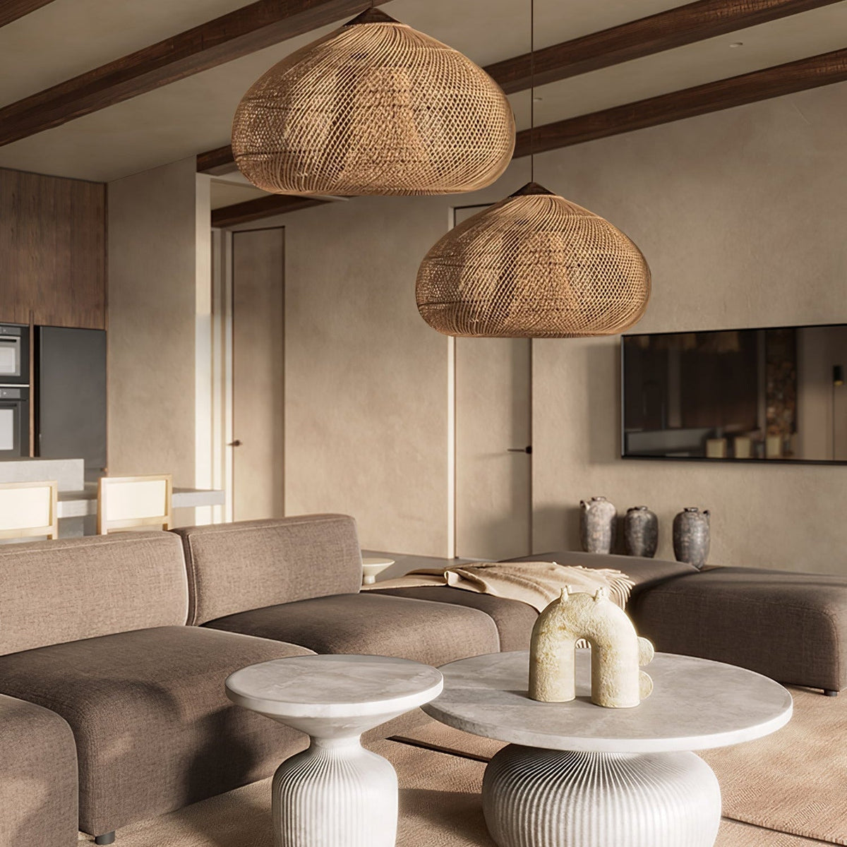 Tardenrose Rattan Pendant Light-Moonnatur