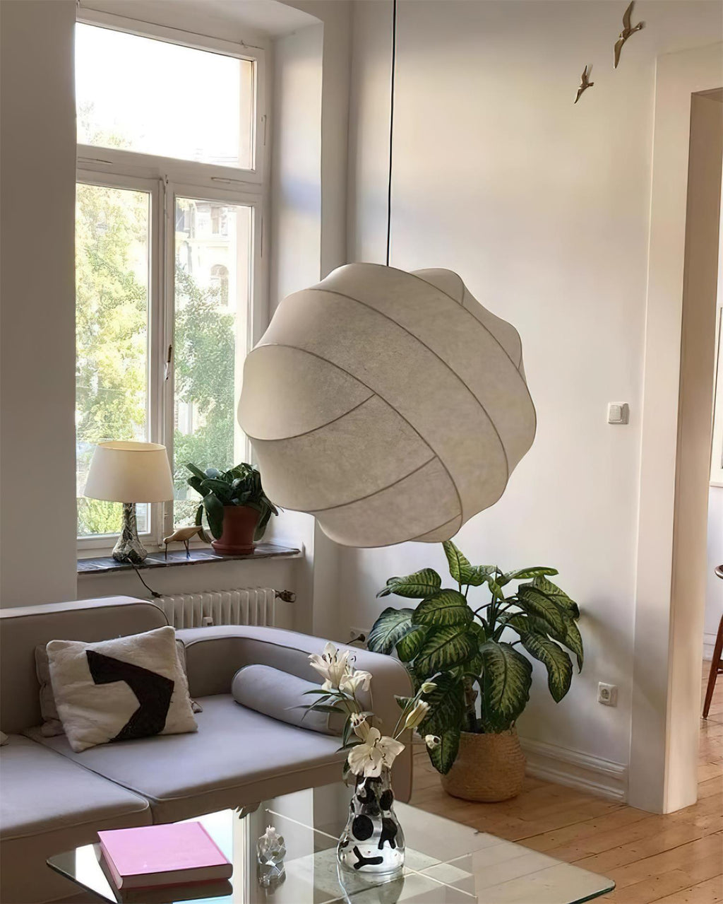 Avrenelia Silk Pendant Light-Moonnatur