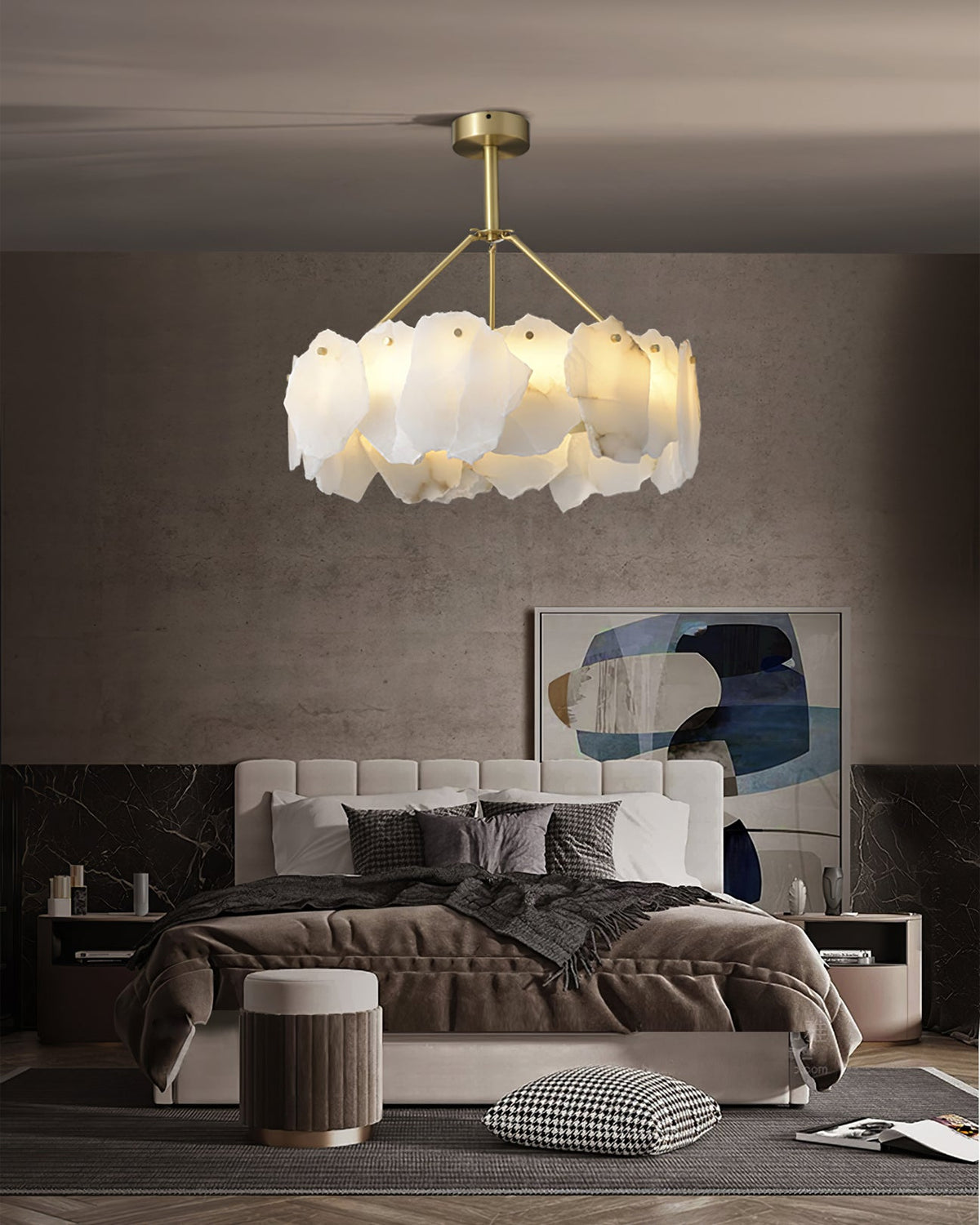 Woldendale Alabaster Chandelier-Moonnatur