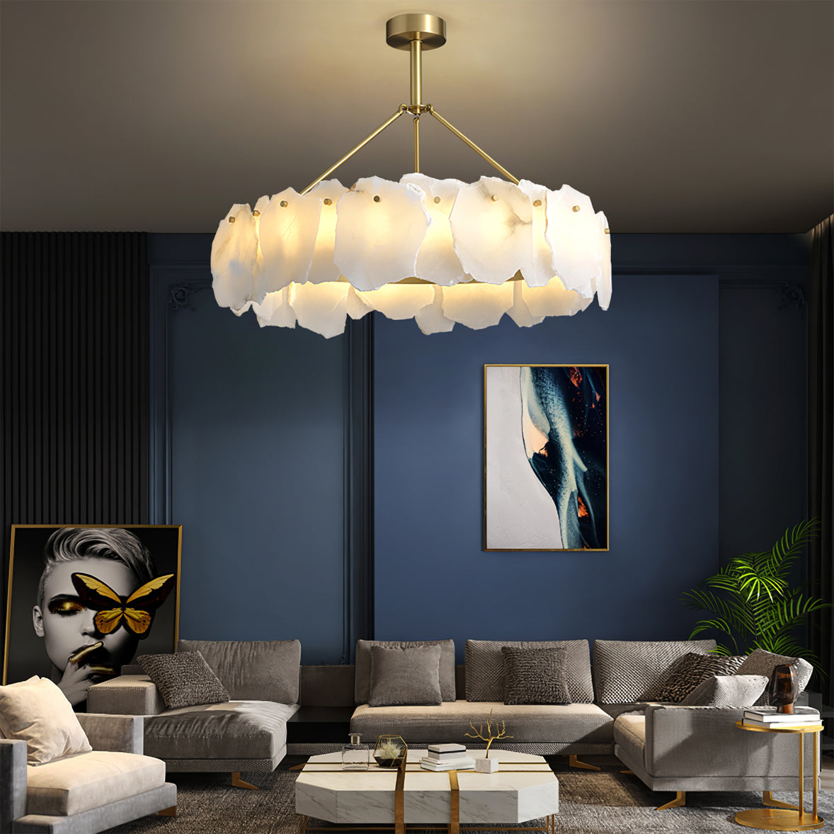 Woldendale Alabaster Chandelier-Moonnatur