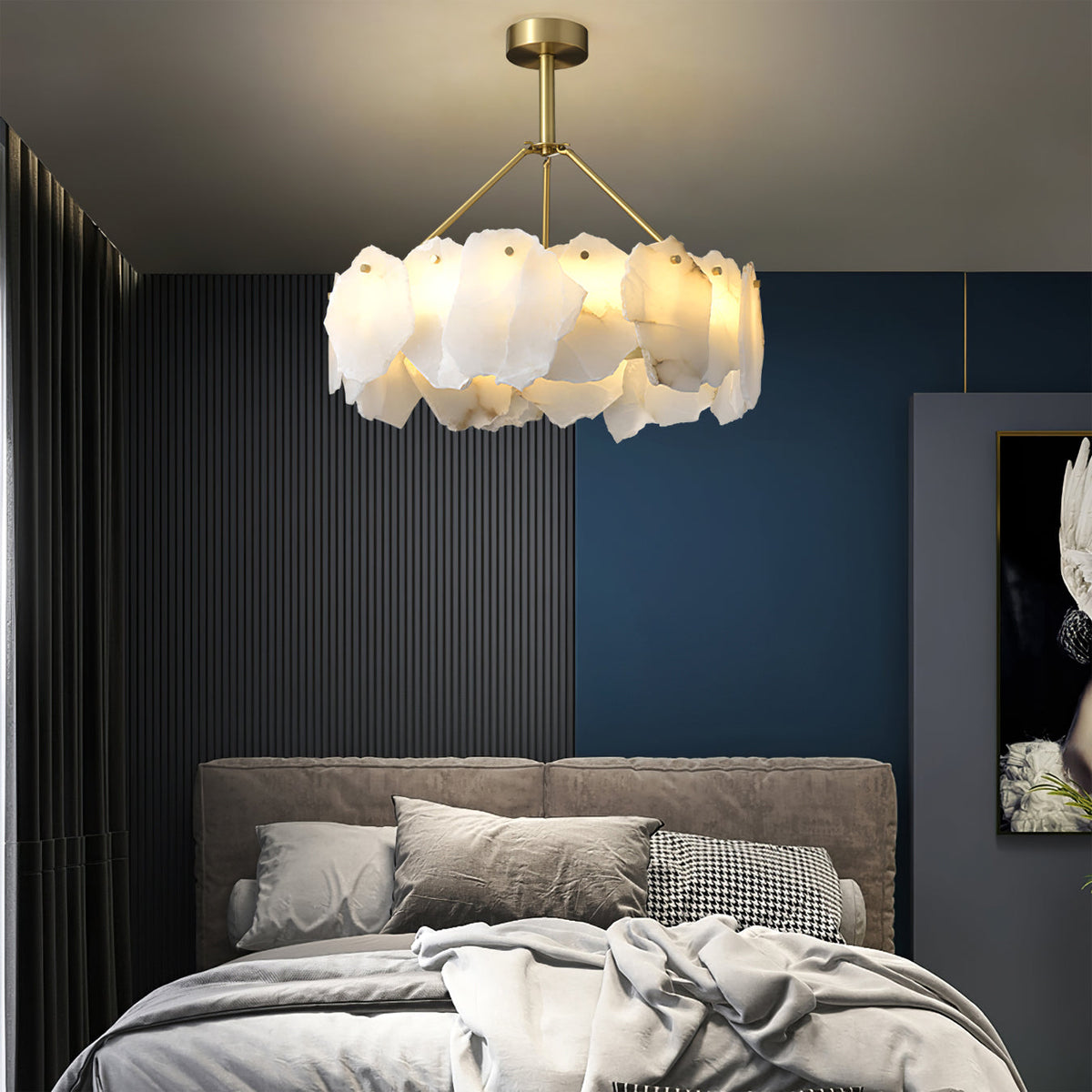 Woldendale Alabaster Chandelier-Moonnatur