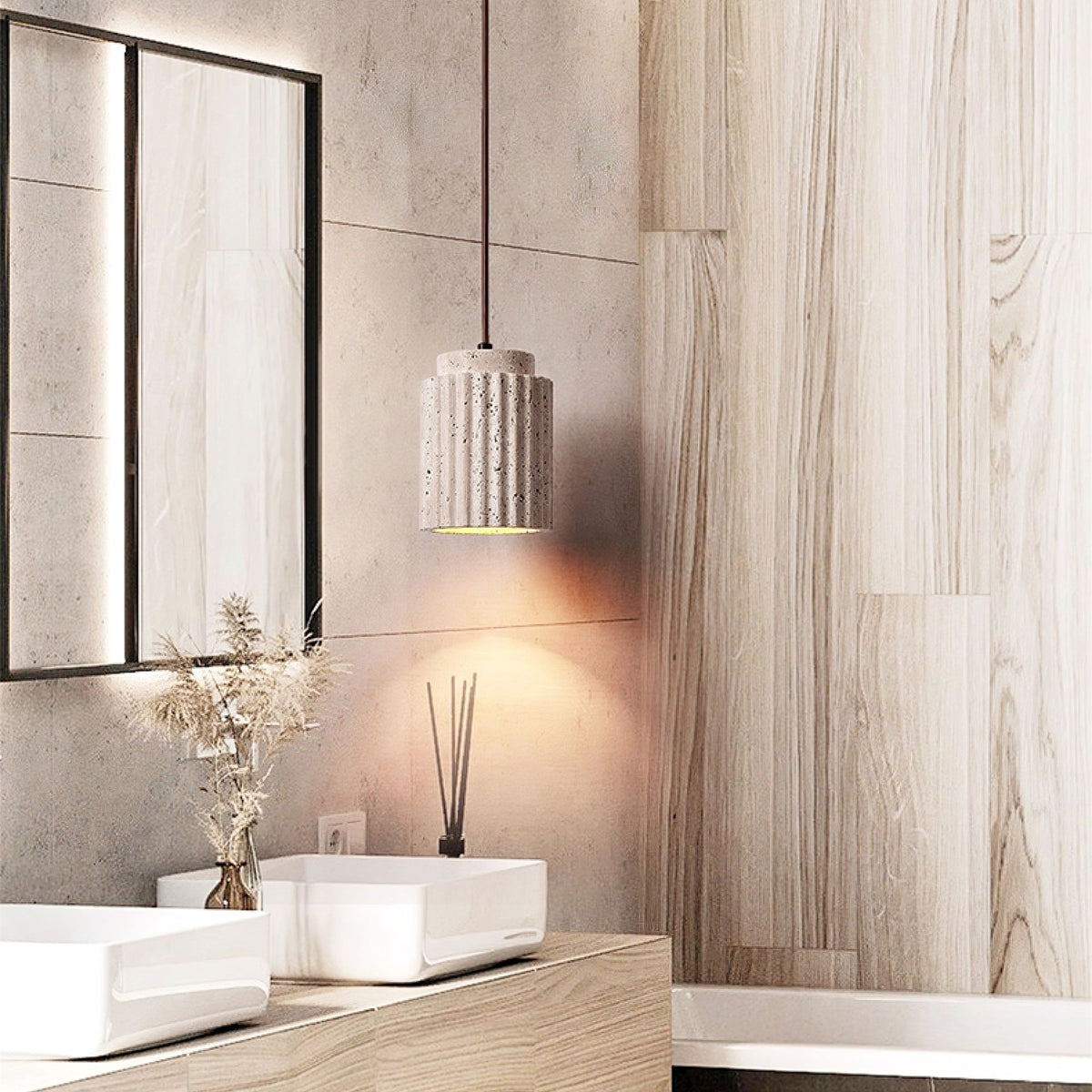 Veyrenmere Travertine Pendant Light-Moonnatur