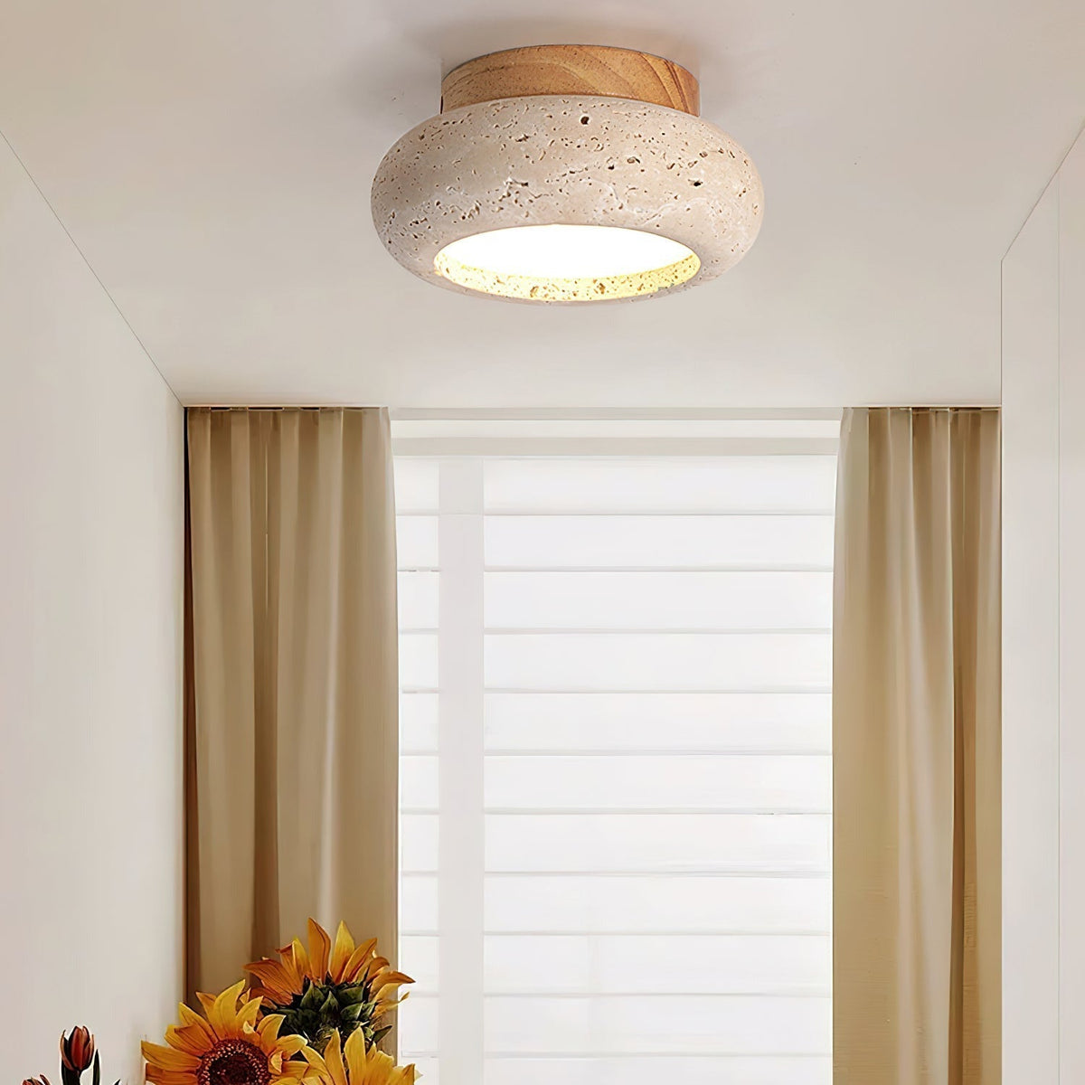 Finverwren Travertine Ceiling Light-Moonnatur