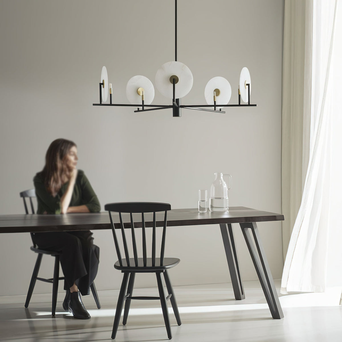 Whitenfern Alabaster Chandelier-Moonnatur
