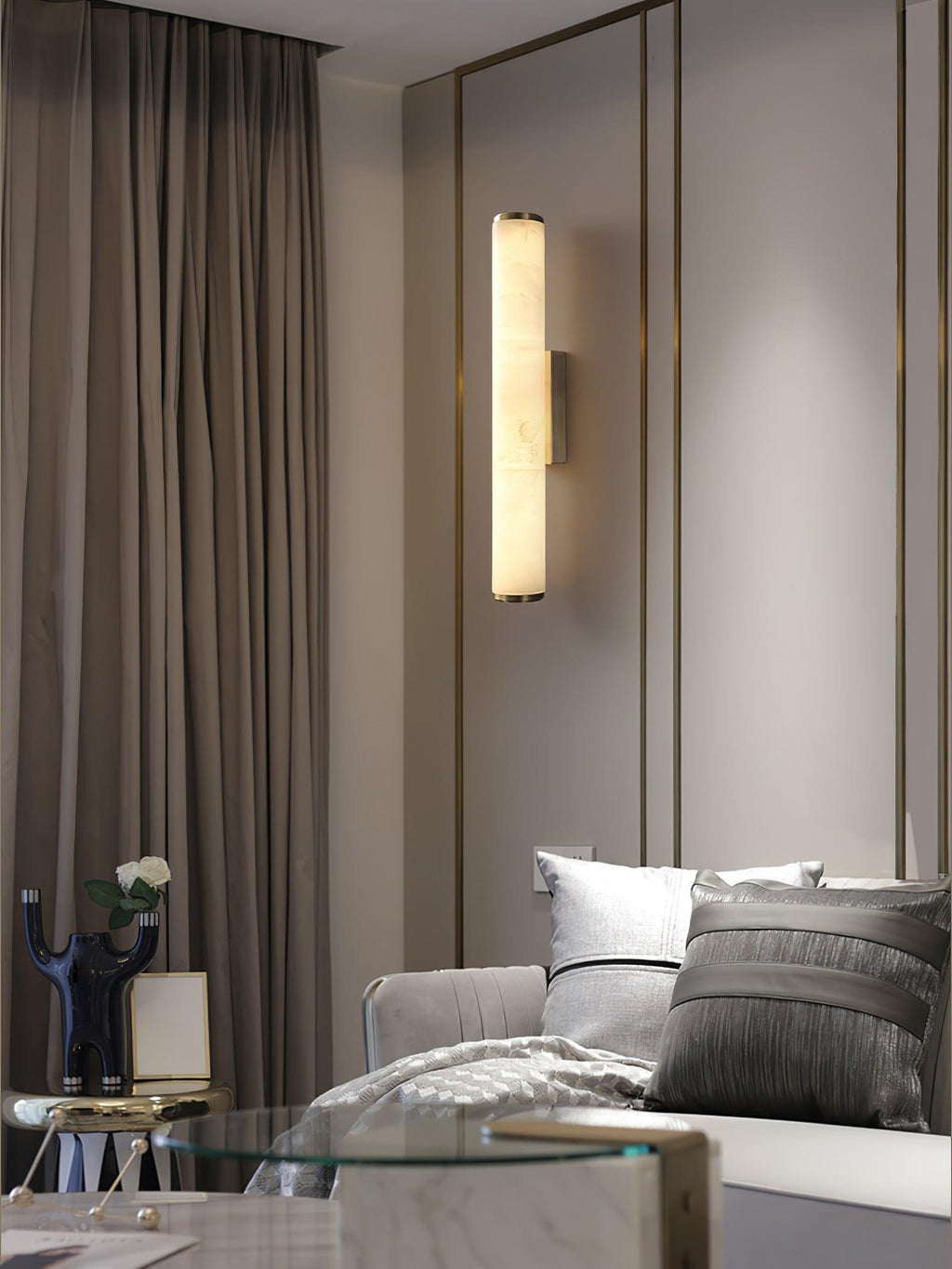 Baldenden Alabaster Wall Light-Moonnatur