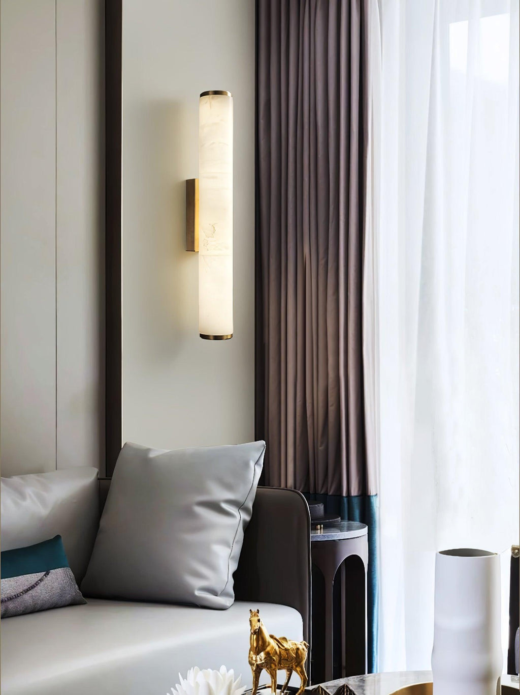 Baldenden Alabaster Wall Light-Moonnatur
