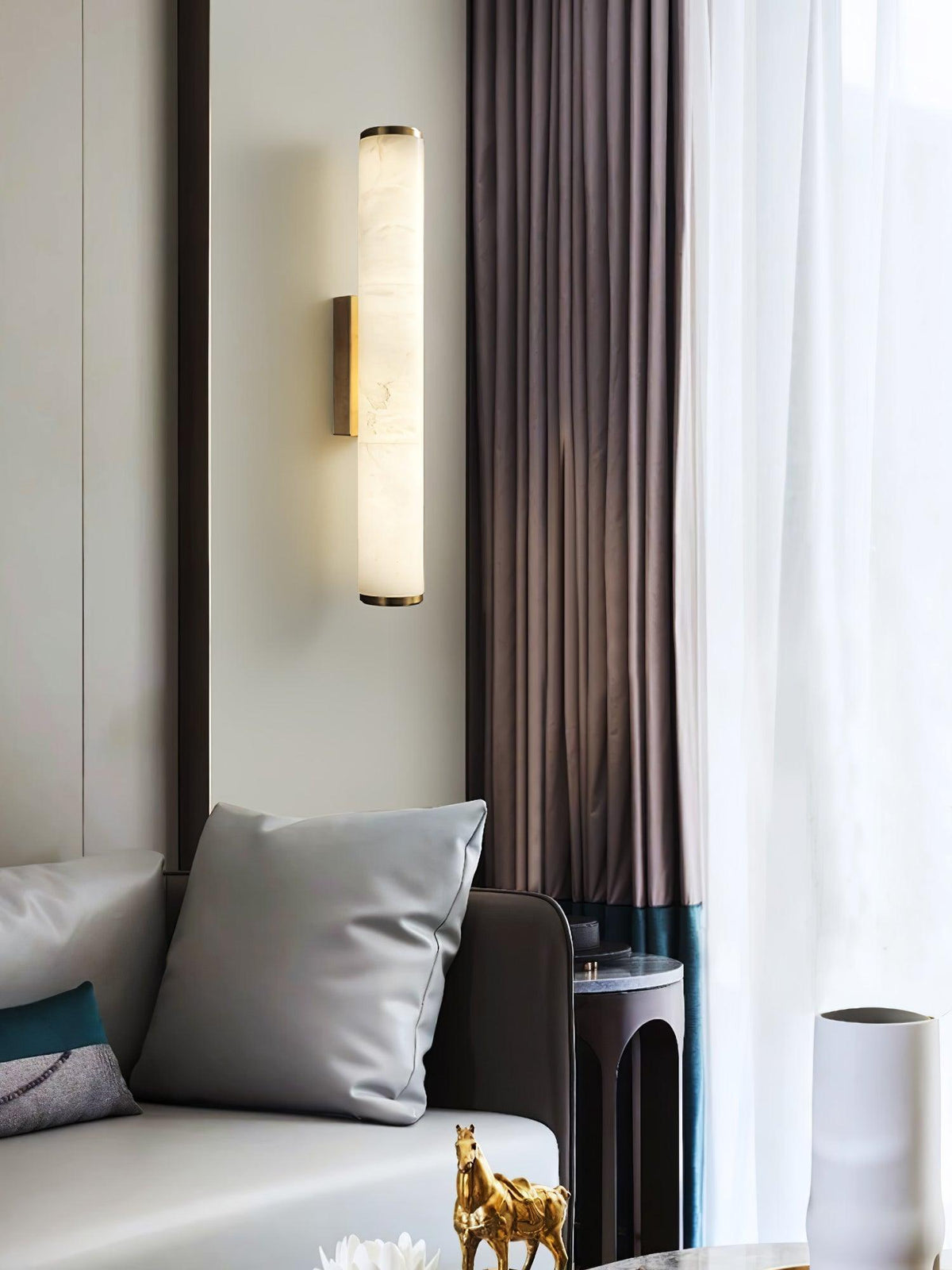 Baldenden Alabaster Wall Light-Moonnatur