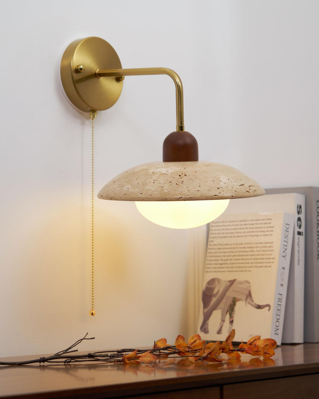 Hildenheath Travertine Wall Light-Moonnatur