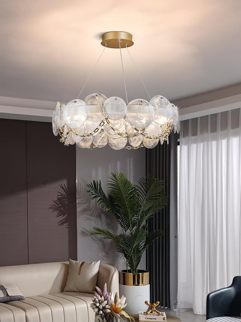 Wenrelmere Glass Chandelier-Moonnatur