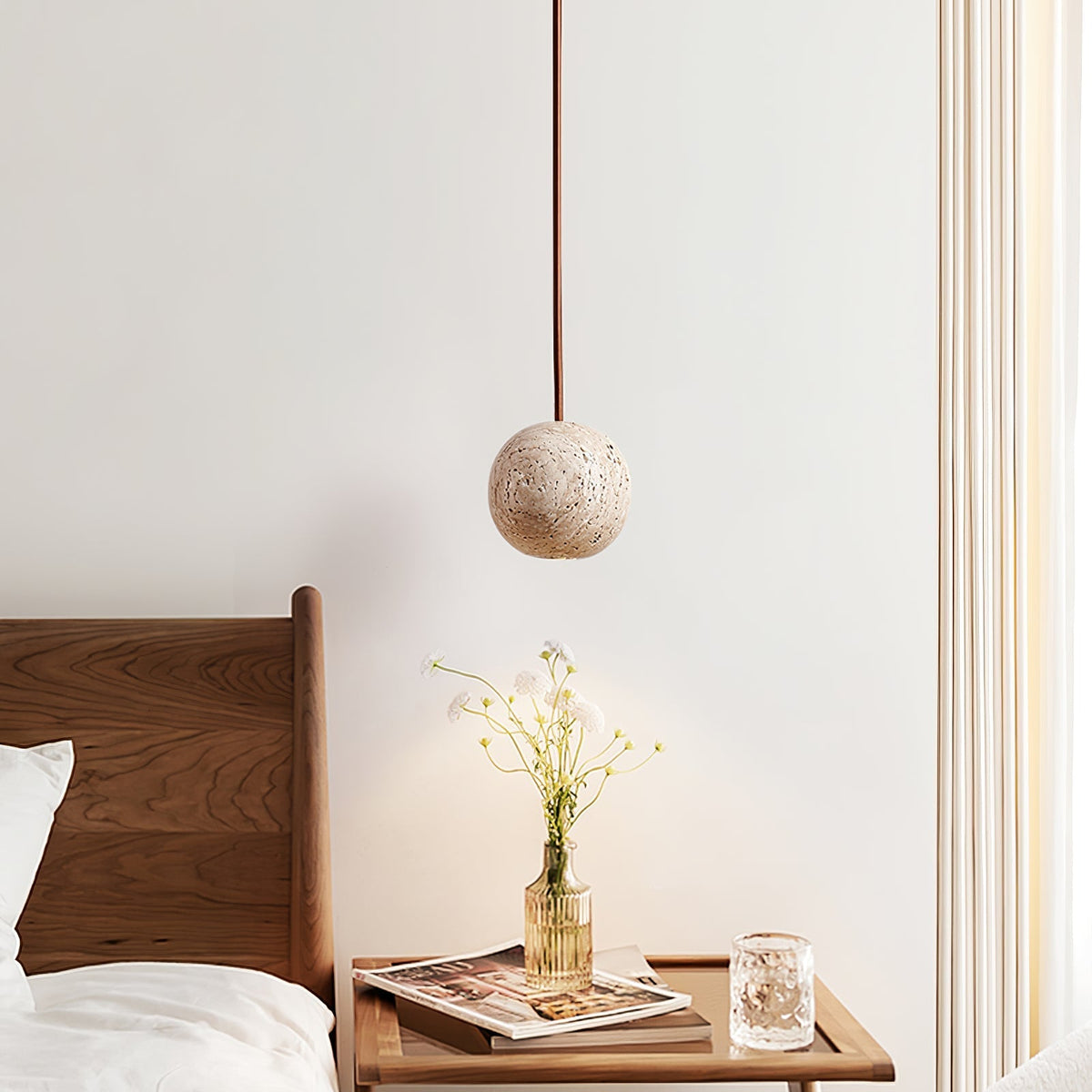 Zelvenfield Travertine Pendant Light-Moonnatur