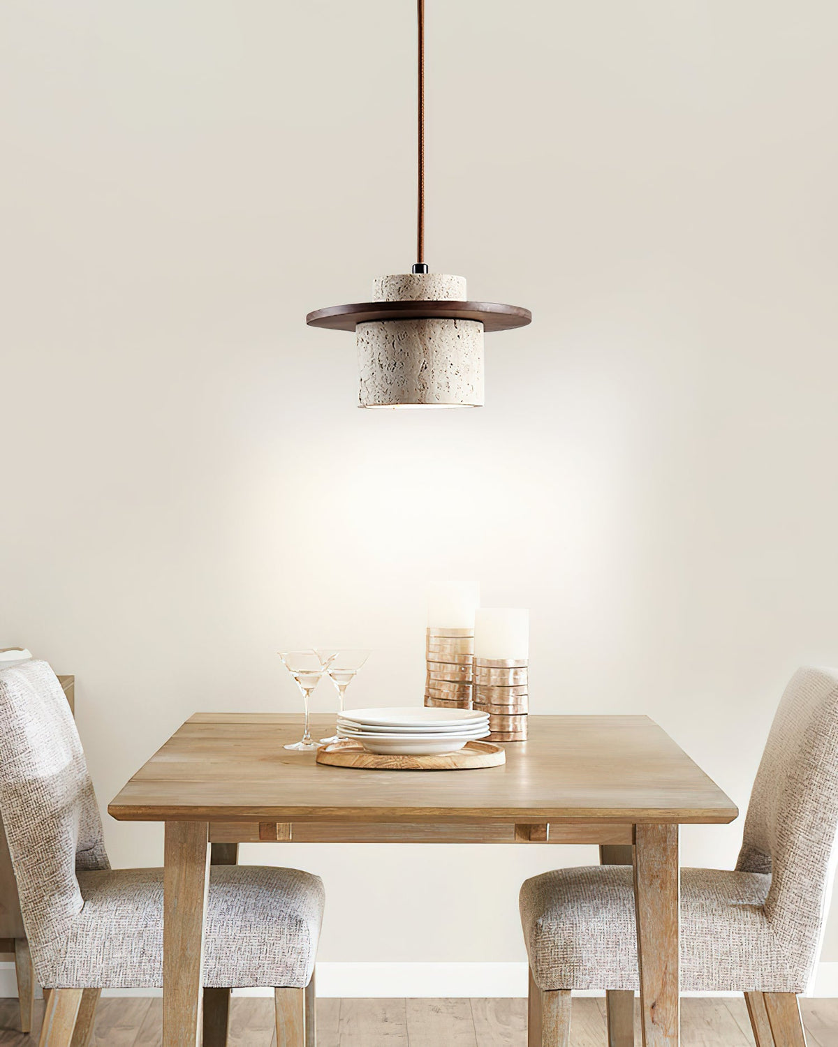 Kenrendale Travertine Pendant Light-Moonnatur