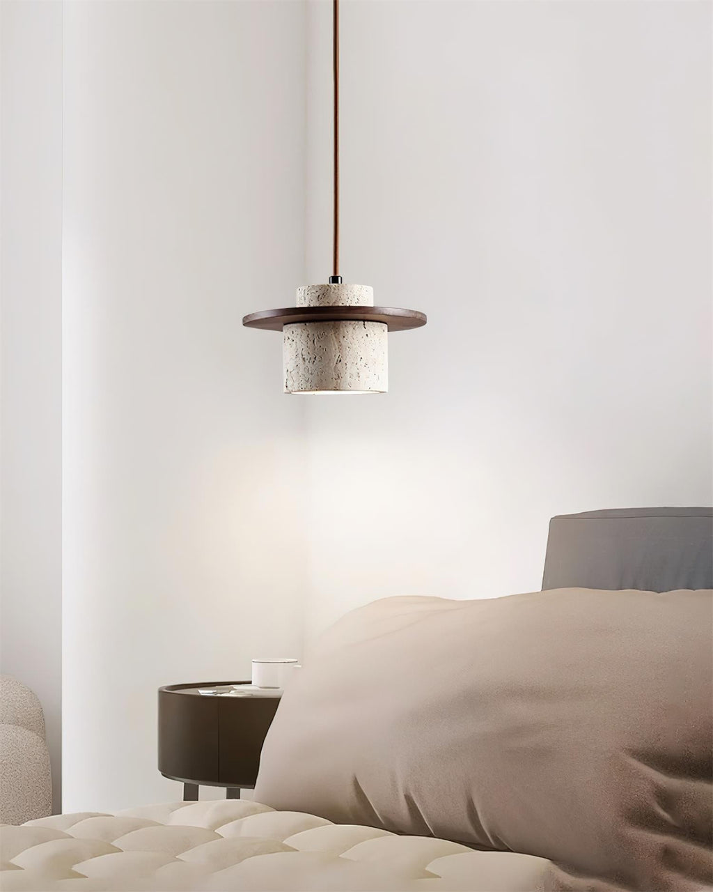Woldenlark Travertine Pendant Light-Moonnatur