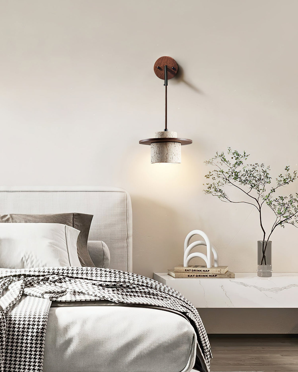 Whitenhill Travertine Wall Light-Moonnatur
