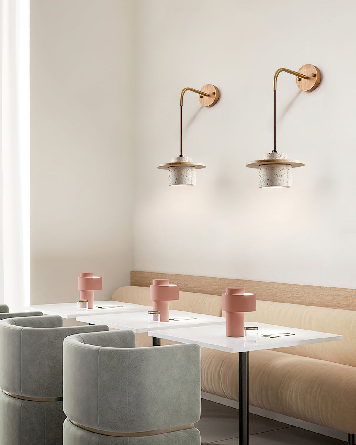 Whitenhill Travertine Wall Light-Moonnatur