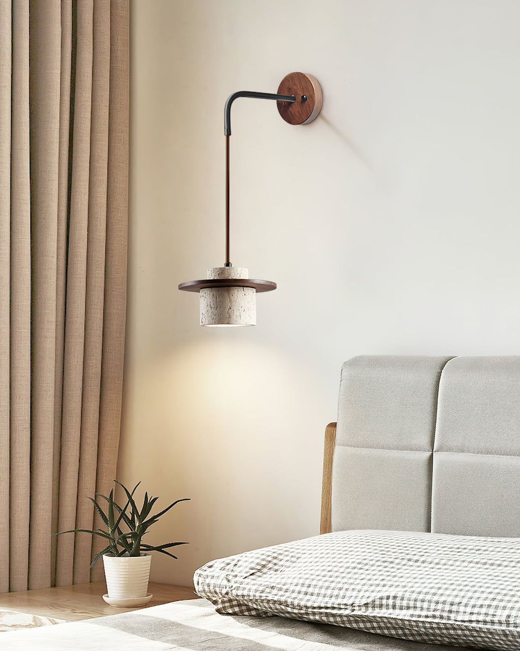 Whitenhill Travertine Wall Light-Moonnatur