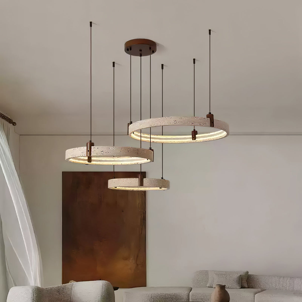 Ainsholm Travertine Chandelier-Moonnatur