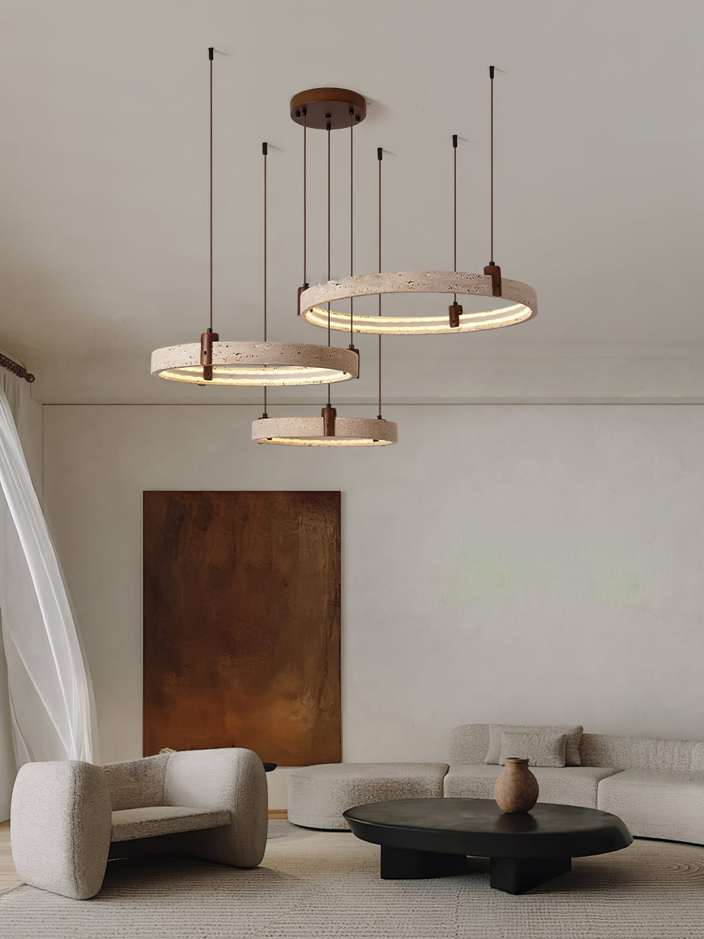 Ainsholm Travertine Chandelier-Moonnatur