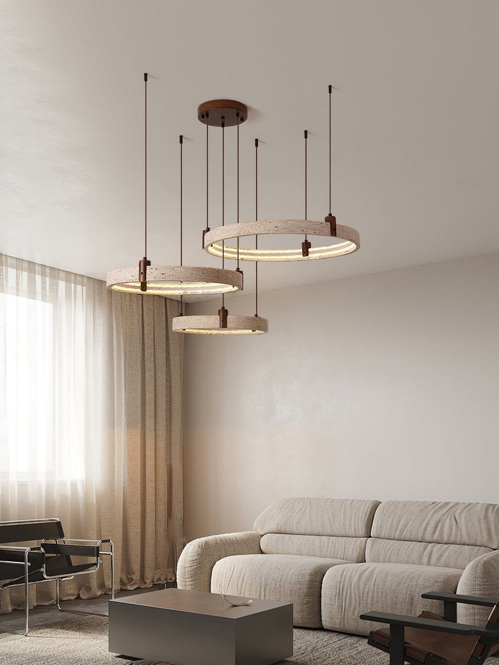 Ainsholm Travertine Chandelier-Moonnatur
