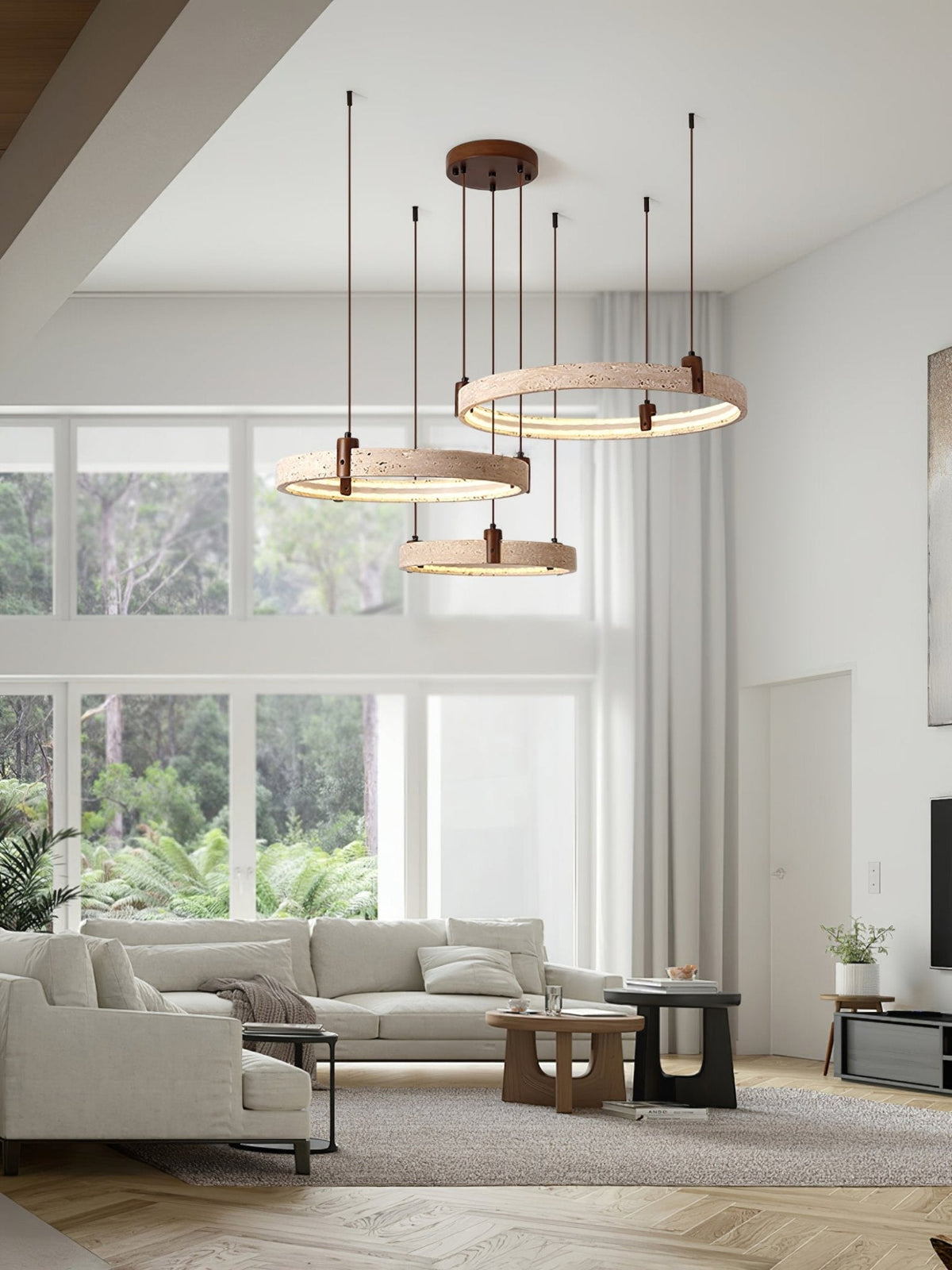 Ainsholm Travertine Chandelier-Moonnatur