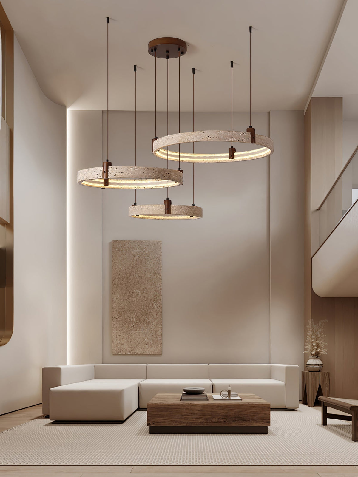 Ainsholm Travertine Chandelier-Moonnatur
