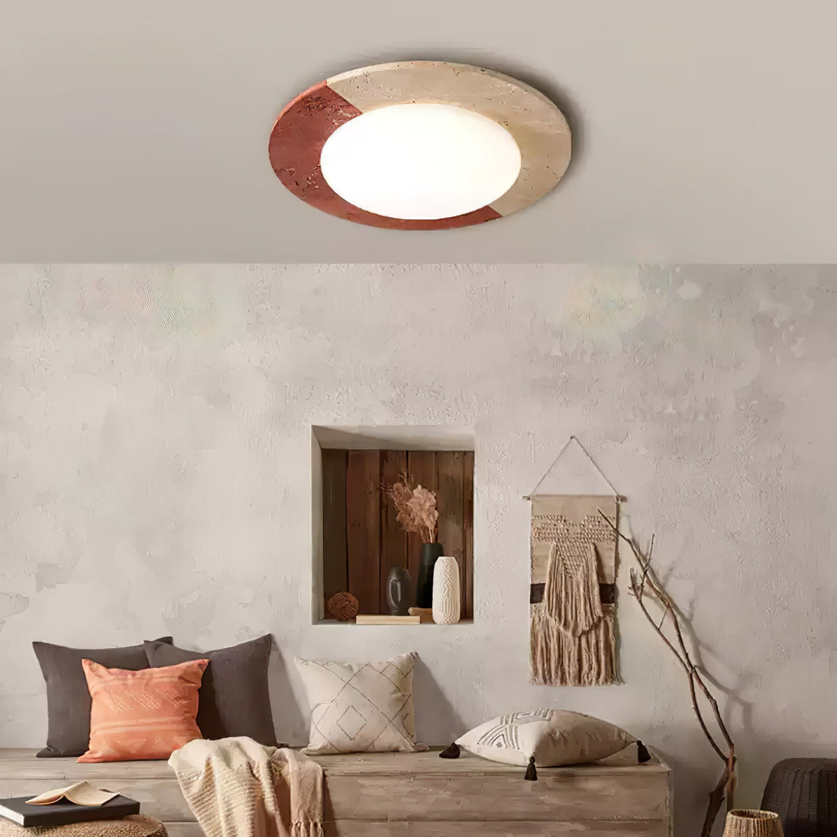 Faldenlyn Travertine Ceiling Light-Moonnatur