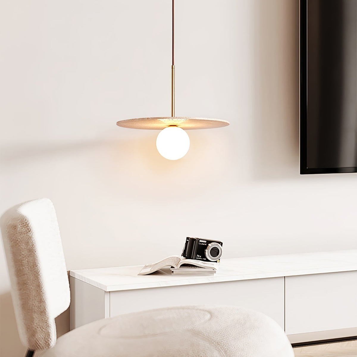 Whitenwick Travertine Pendant Light-Moonnatur