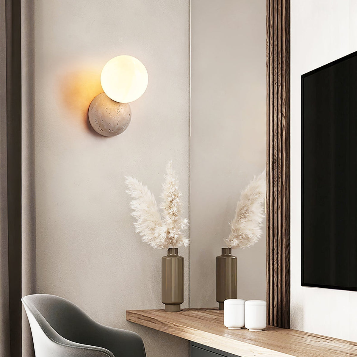 Ainsmoss Travertine Wall Light-Moonnatur