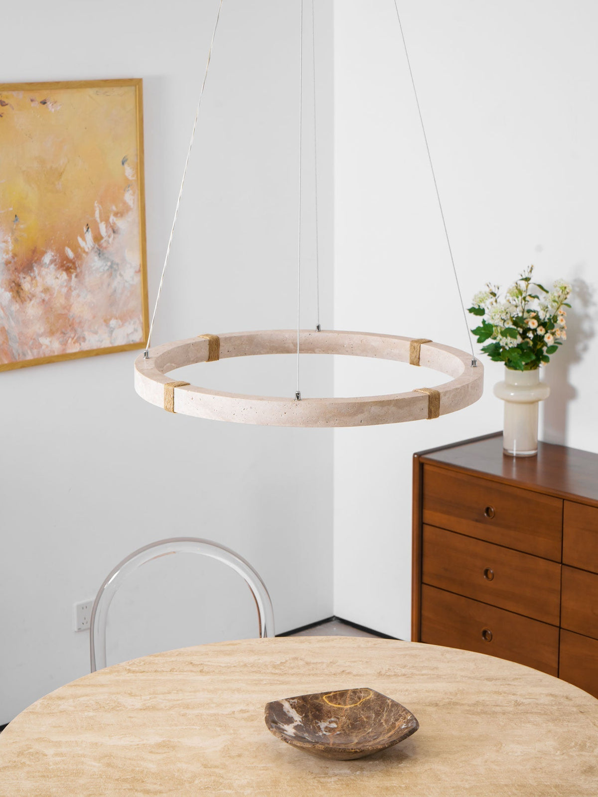 Drenara Travertine Chandelier-Moonnatur