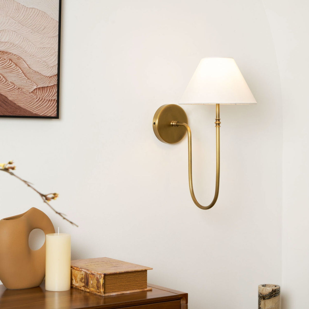 Korlisse Fabric Wall Light-Moonnatur