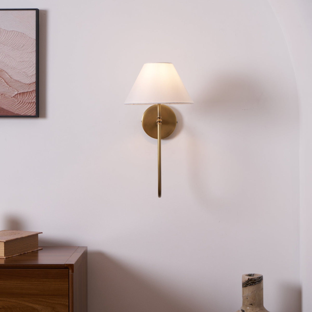 Korlisse Fabric Wall Light-Moonnatur