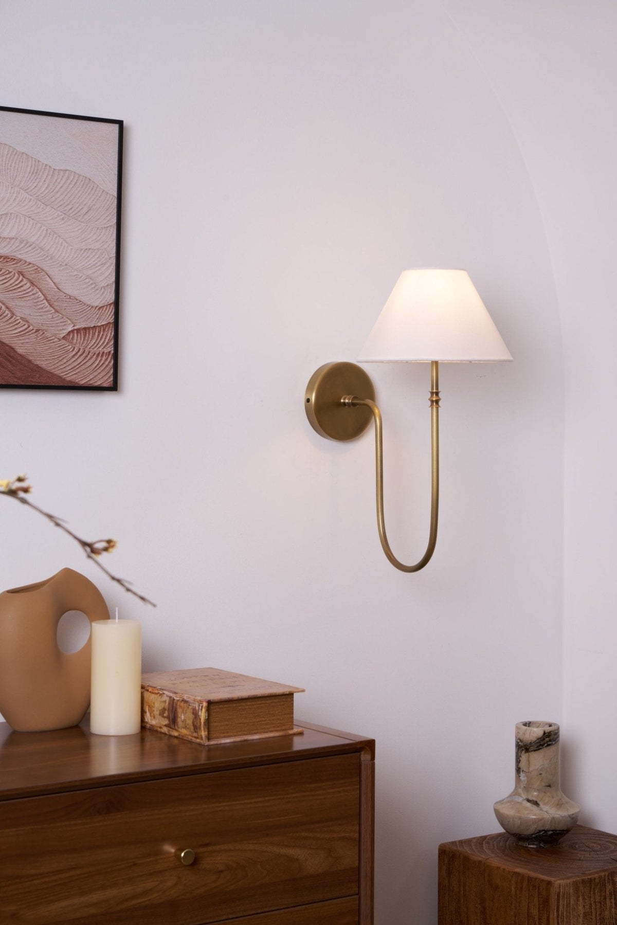 Korlisse Fabric Wall Light-Moonnatur