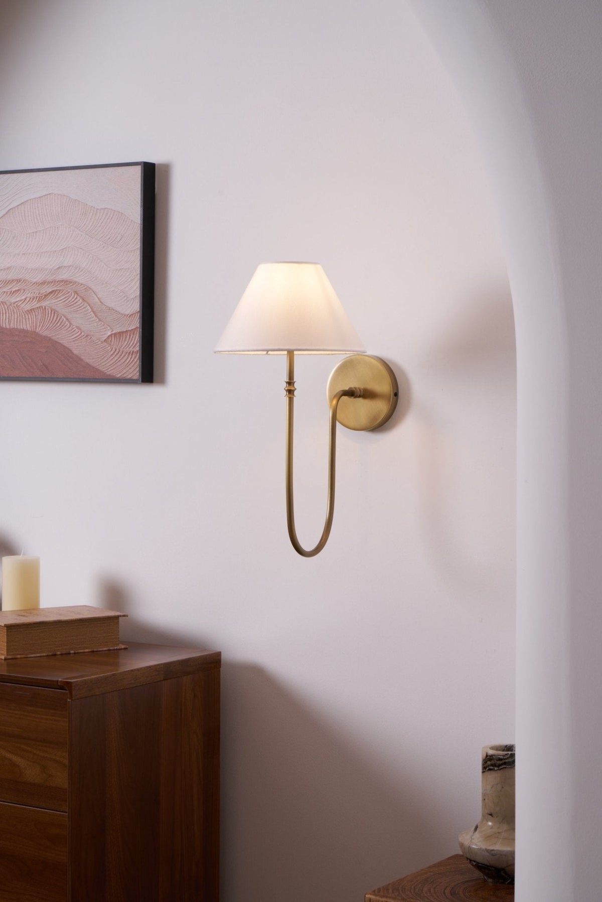 Korlisse Fabric Wall Light-Moonnatur