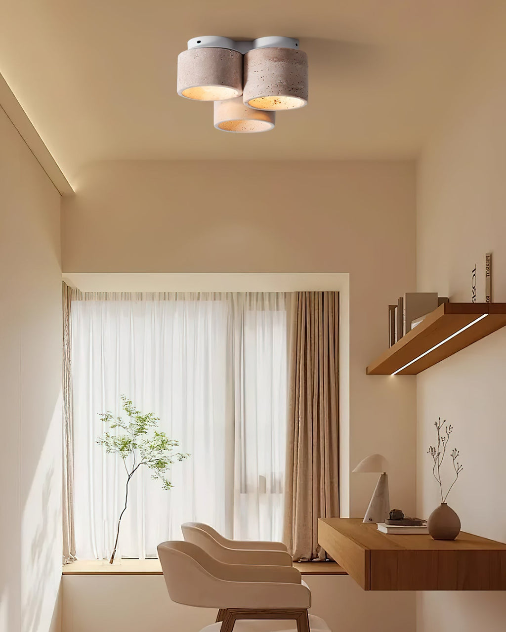 Woldenbrook Travertine Ceiling Light-Moonnatur