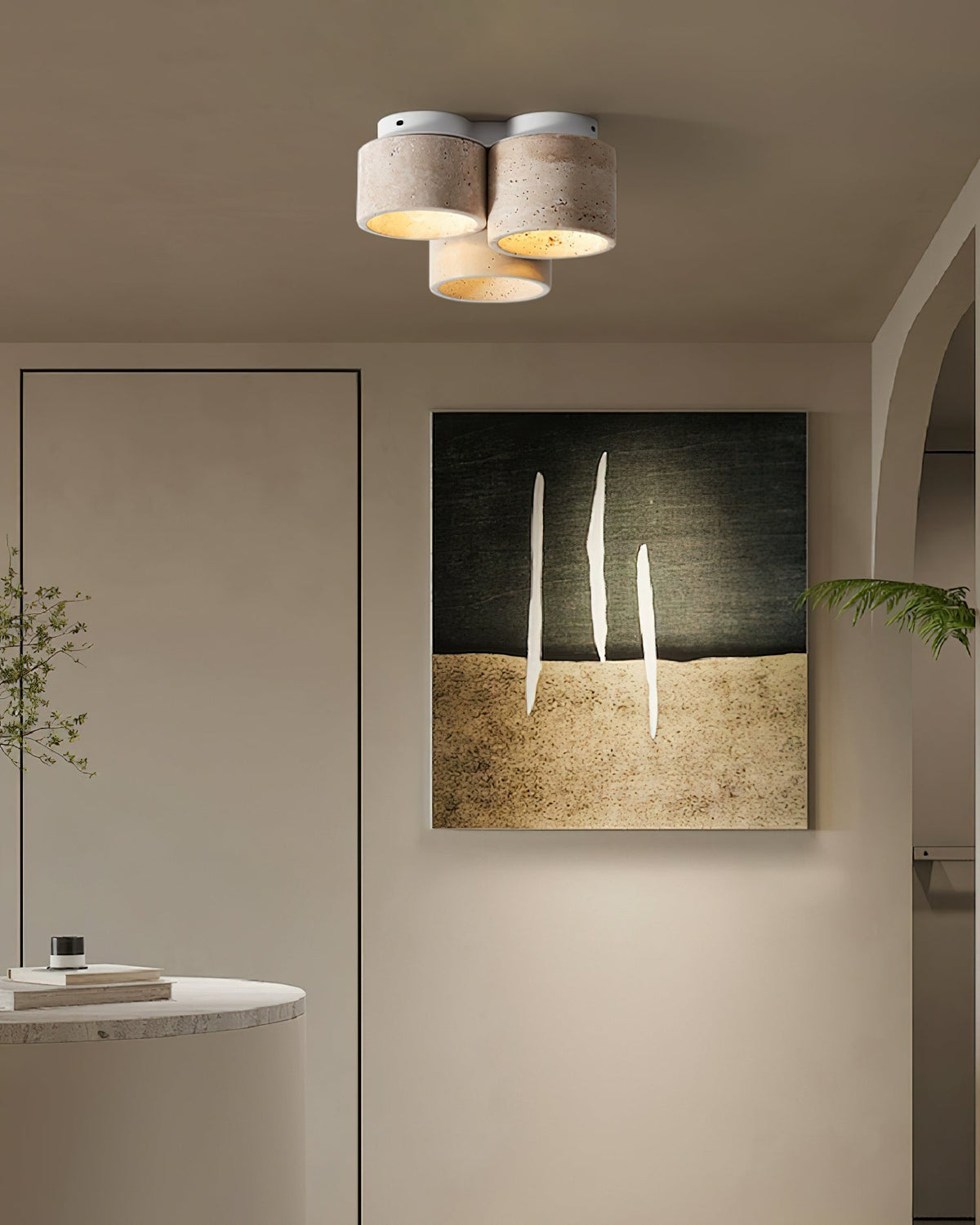Woldenbrook Travertine Ceiling Light-Moonnatur