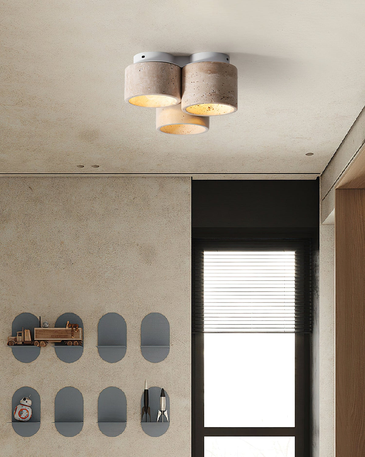 Woldenbrook Travertine Ceiling Light-Moonnatur