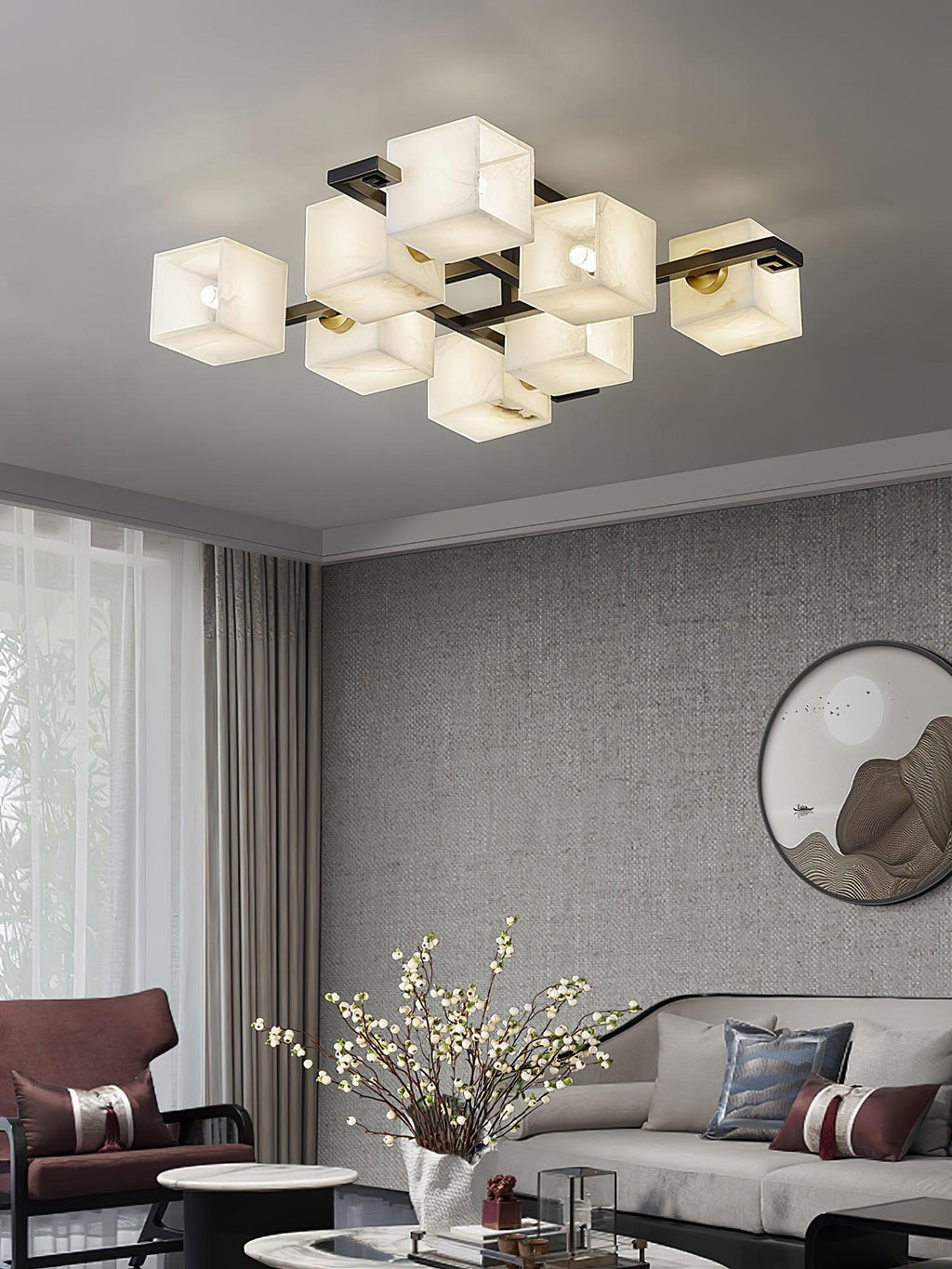Finverenis Alabaster Ceiling Light-Moonnatur