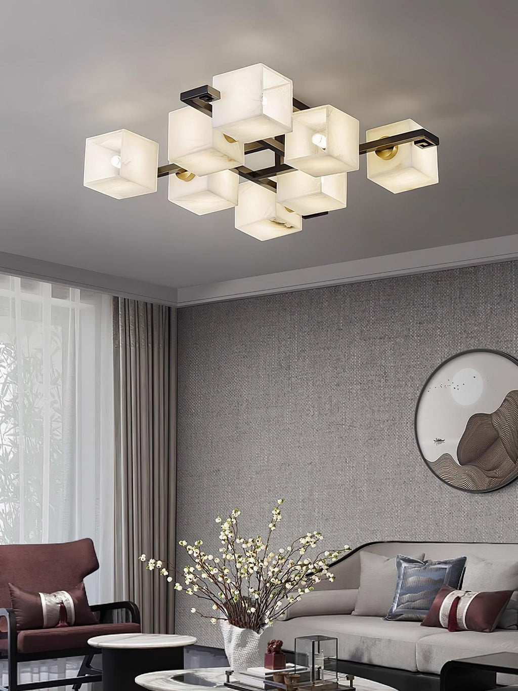 Finverenis Alabaster Ceiling Light-Moonnatur