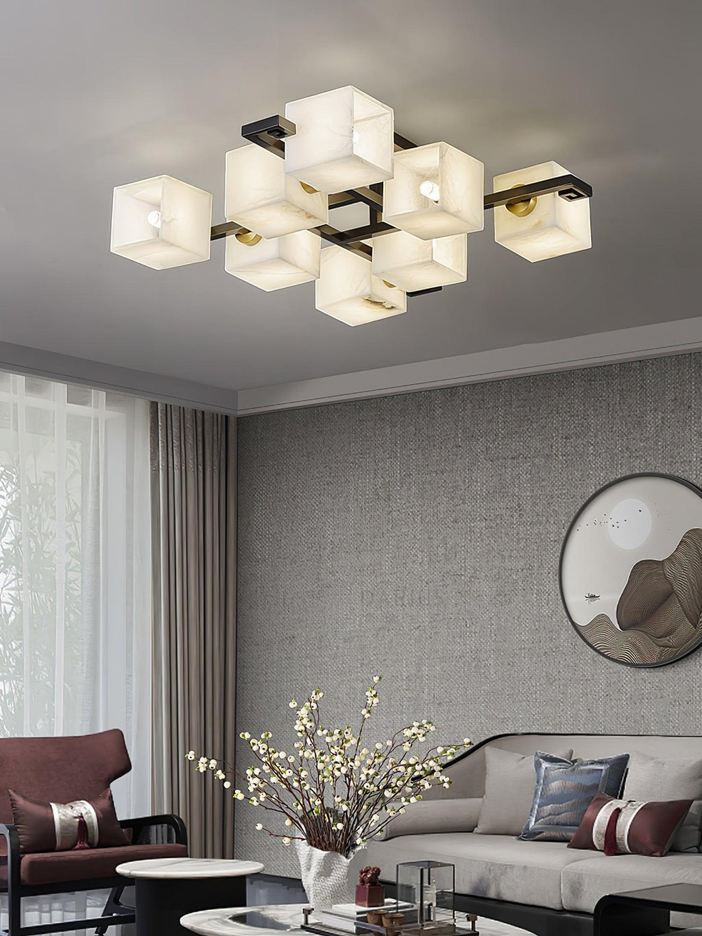 Finverenis Alabaster Ceiling Light-Moonnatur