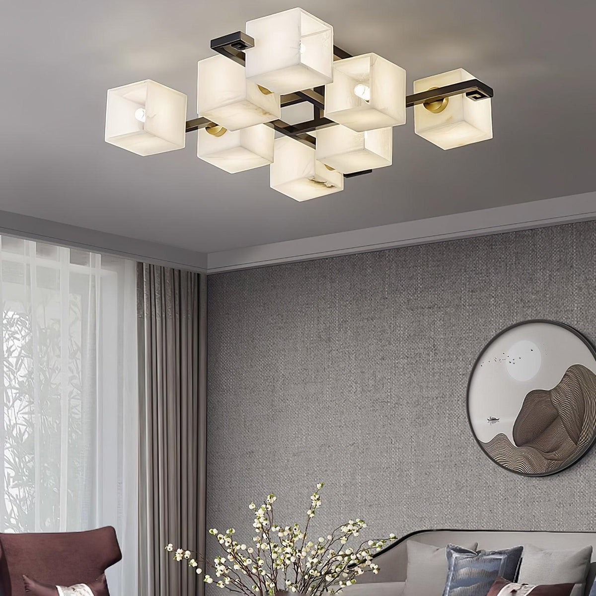 Finverenis Alabaster Ceiling Light-Moonnatur