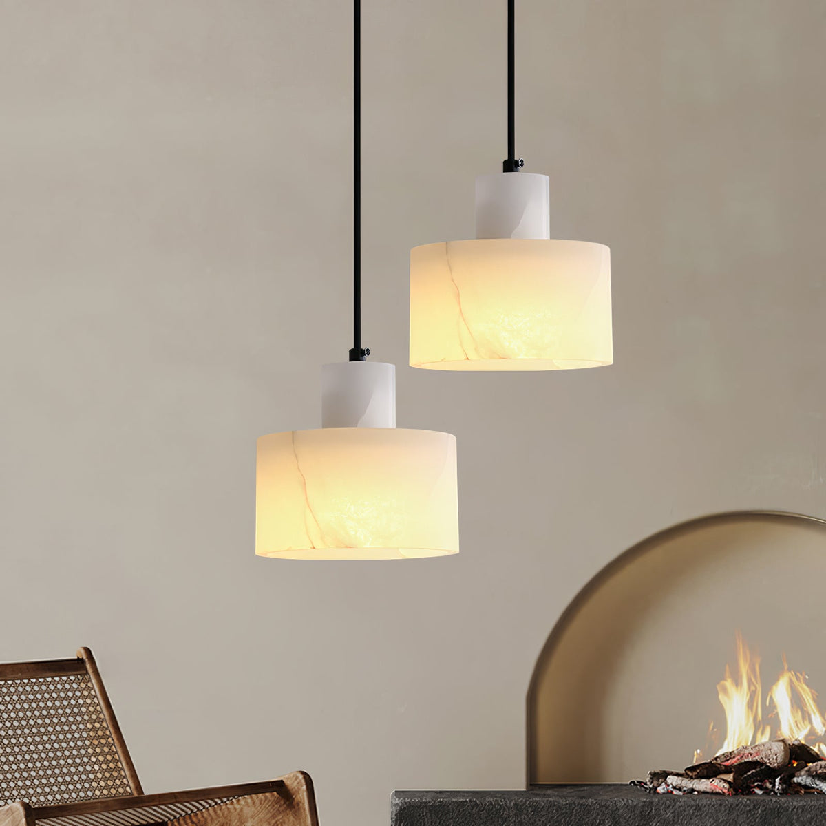 Caldenrose Alabaster Pendant Light-Moonnatur