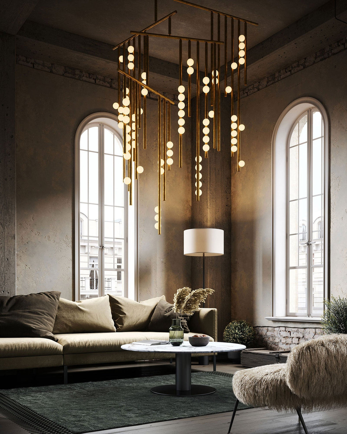 Ilvenaria Brass Chandelier-Moonnatur