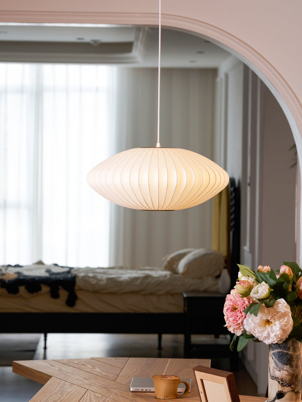 Cedrlyn Faux Silk Pendant Light-Moonnatur