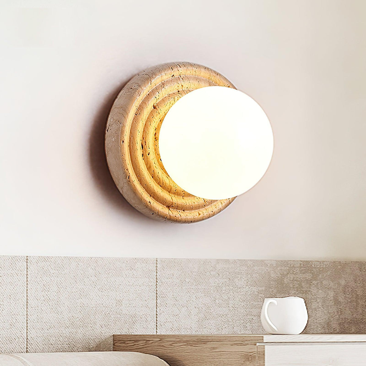 Ashenrose Travertine Wall Light-Moonnatur