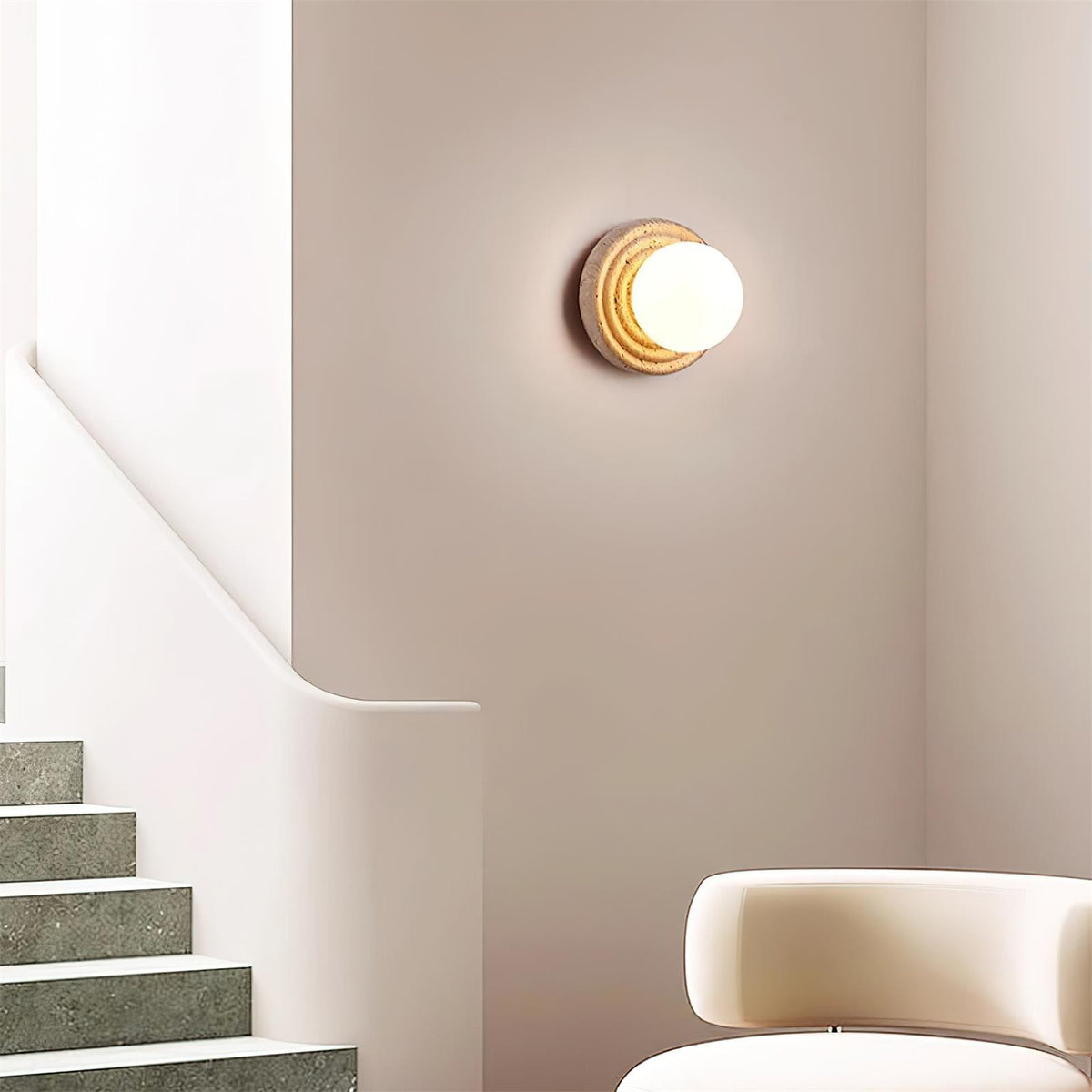 Ashenrose Travertine Wall Light-Moonnatur