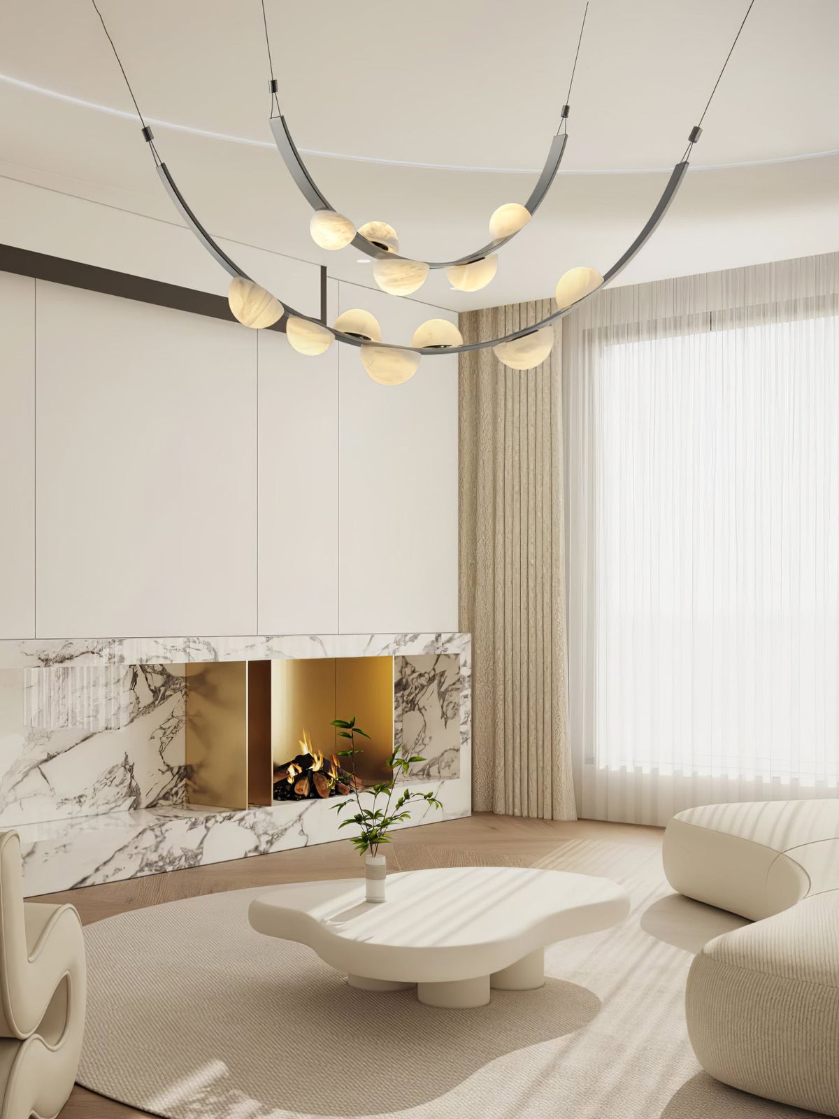Renverlyn Alabaster Chandelier-Moonnatur