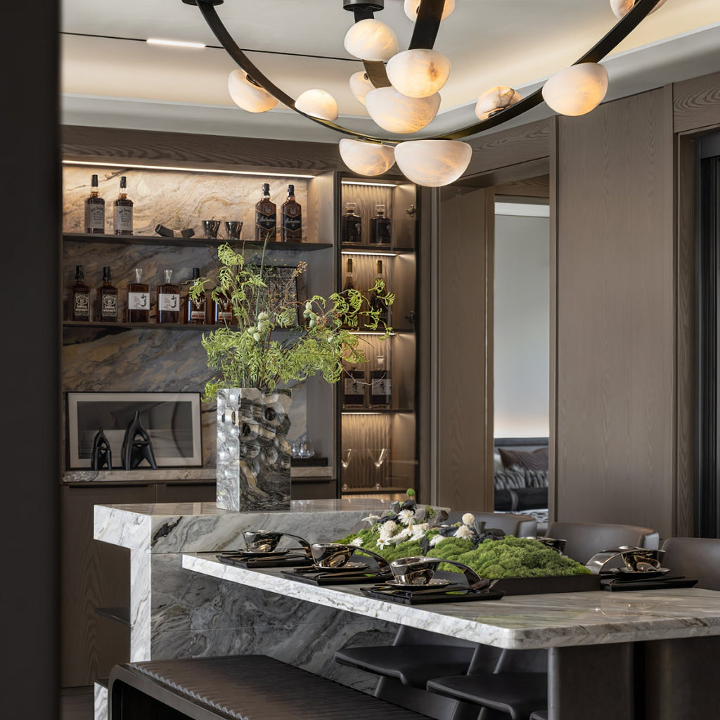 Renverlyn Alabaster Chandelier-Moonnatur